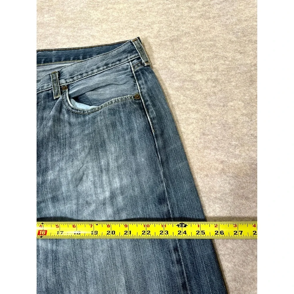 Levis 501 Jeans Mens 38x34 Blue Whiskering‎ Denim Cotton Button Fly Straight Leg